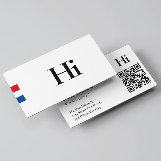 Carte De Visite Mini professionnel Hi Monogramme Rouge Blanc Bleu