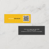 Carte De Visite Mini Professionnel moderne JAUNE Noir Minimal QR CODE (Devant / Derrière)