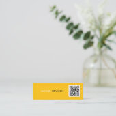 Carte De Visite Mini Professionnel moderne JAUNE Noir Minimal QR CODE (Debout devant)