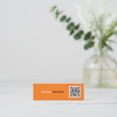 Carte De Visite Mini Professionnel Moderne ORANGE Noir Minimal CODE QR (Debout devant)