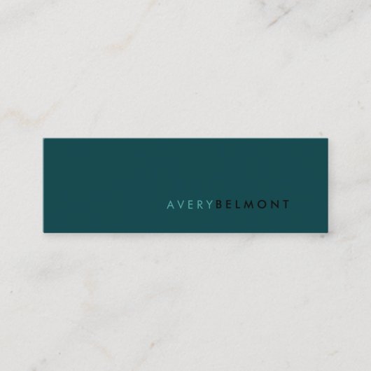 Carte De Visite Mini Professionnel Moderne Simple Turquoise Vert Minima (Devant)