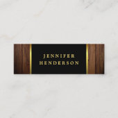 Carte De Visite Mini Professionnel motif moderne en bois d'or noir (Devant)