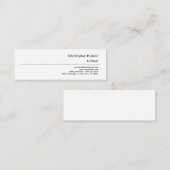 Carte De Visite Mini Professionnel Noir Blanc Simple Plain Architect (Devant / Derrière)