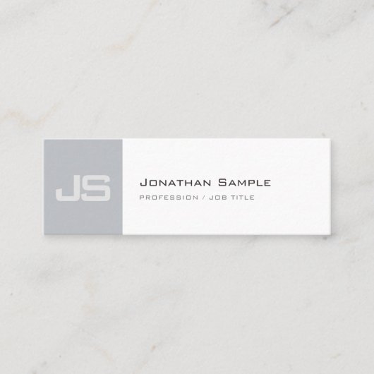 Carte De Visite Mini Professionnel propre Chic Chic Chic Monogramme Pla (Devant)