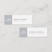 Carte De Visite Mini Professionnel propre Chic Chic Chic Monogramme Pla (Devant / Derrière)