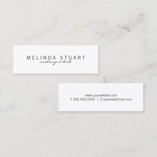 Carte De Visite Mini Professionnel Simple moderne noir et blanc (Devant / Derrière)