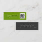 Carte De Visite Mini Professionnel Vert Vert Noir Minimal QR CODE (Devant / Derrière)
