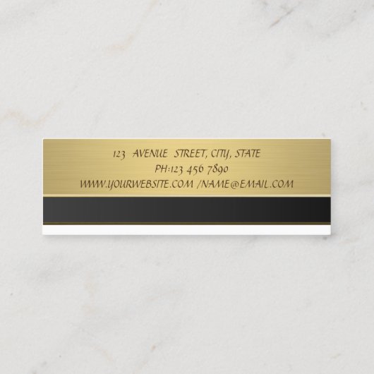 Carte De Visite Mini Proffesional Moderne Luxe Élégant Robe Dorée (Dos)