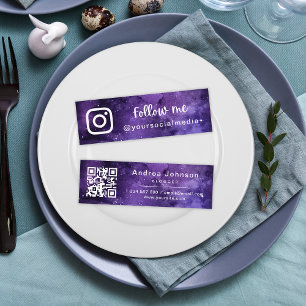 Carte De Visite Mini Purple Universe Galaxy Suivre Social Media QR Code