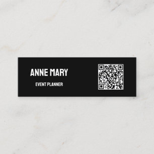 Carte De Visite Mini QR Code Black White Modern Mariage Planificateur d