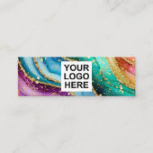 Carte De Visite Mini QR Code & Logo Elegant Rainbow Agate gold Glitter  (Devant)