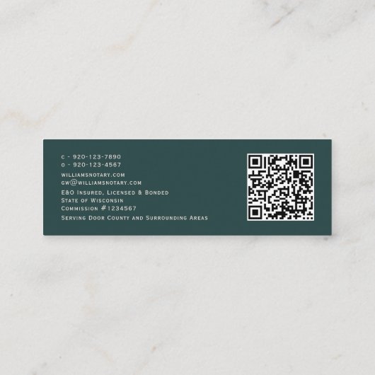 Carte De Visite Mini QR Code Mobile Notary Business Card (Dos)