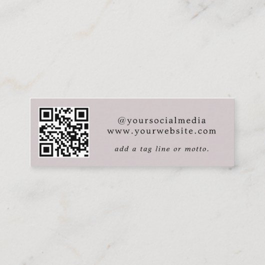 Carte De Visite Mini QR Code Muet rose médias sociaux (Dos)