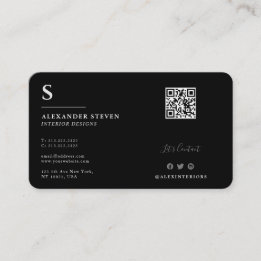 Carte De Visite Mini QR professionnel monogramme noir