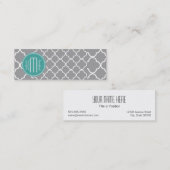 Carte De Visite Mini Quatrefoil gris avec le monogramme de menthe de (Devant / Derrière)