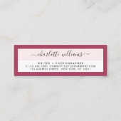 Carte De Visite Mini Racy moderne Red Elegant Calligraphie Nomination (Dos)