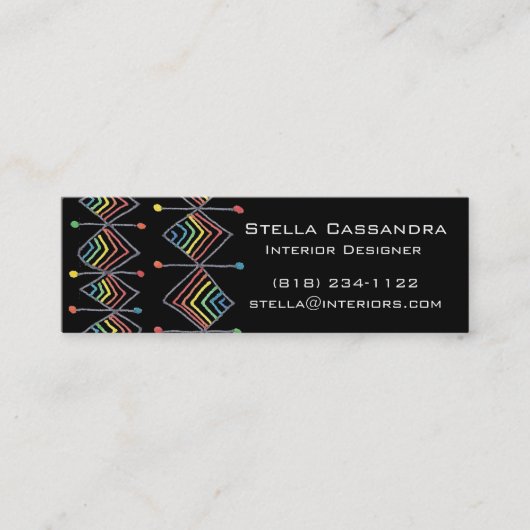 Carte De Visite Mini Rainbow prisme diamants créatif géométrique noir (Devant)