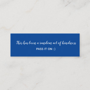 Carte De Visite Mini Random Act of Kindness Marine Bleu Blanc Minimal
