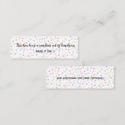 Carte De Visite Mini Random Act of Kindness Pois arc-en-ciel (Devant / Derrière)