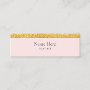 Carte De Visite Mini Rayure mini BusinessCard rose à la mode d'or