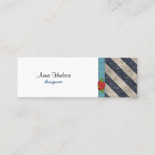 Carte De Visite Mini Rayures (lignes parallèles) - bleu gris