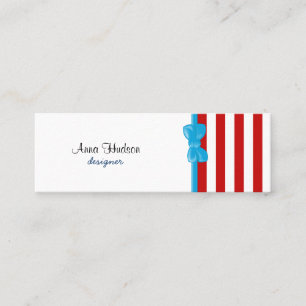 Carte De Visite Mini Rayures (lignes parallèles) - rouge blanc