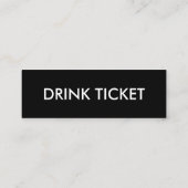Carte De Visite Mini Réception de mariage simple Billet de boisson noir (Dos)