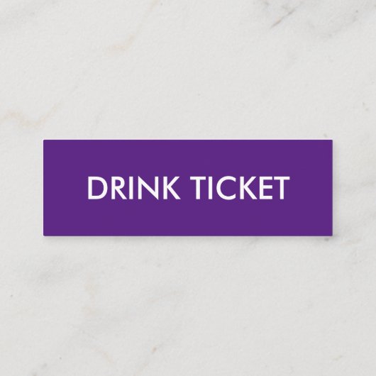 Carte De Visite Mini Réception de mariage simple Billet de boisson viol (Dos)