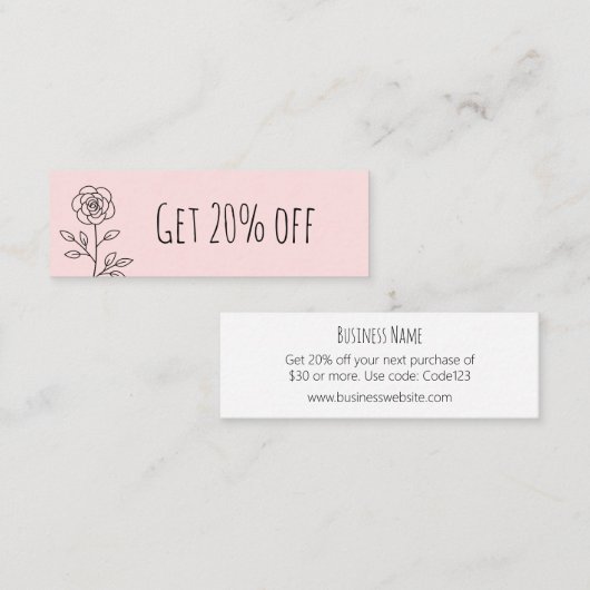 Carte De Visite Mini Réduction simple à la mode rose pastel (Devant / Derrière)