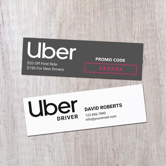 Carte De Visite Mini Référence du code de promo du pilote Uber