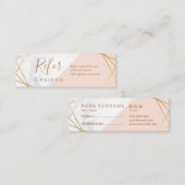 Carte De Visite Mini Référence rose-clair d'or de marbre géométrique (Devant / Derrière)