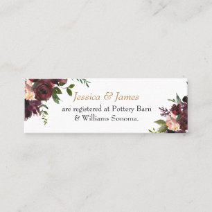 Carte De Visite Mini Registre Cadeau Boîtier Floral Bourgogne