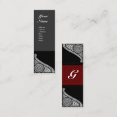 Carte De Visite Mini RENAISSANCE ARCHITECTE MONOGRAM 3 gris foncé rouge (Devant / Derrière)