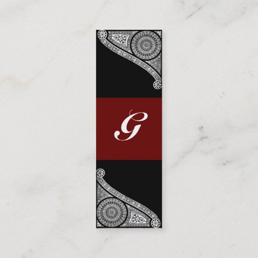 Carte De Visite Mini RENAISSANCE ARCHITECTE MONOGRAM 3 gris foncé rouge (Dos)