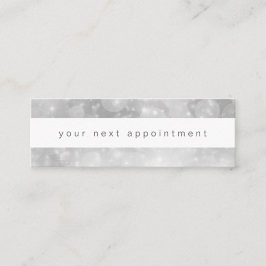 Carte De Visite Mini Rendez-vous argenté moderne de Bokeh (Devant)