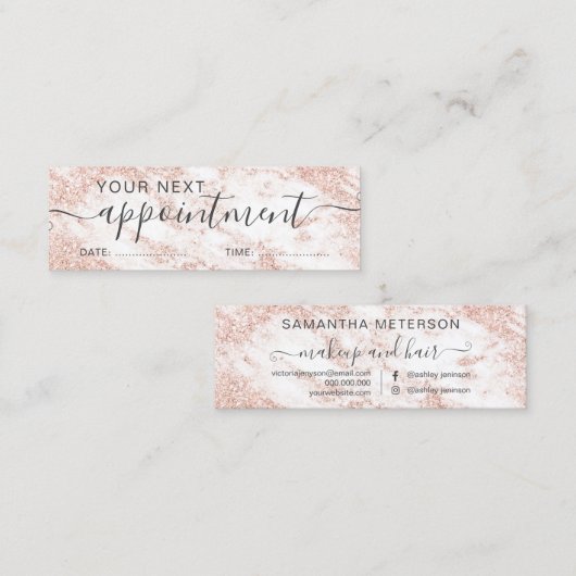 Carte De Visite Mini rendez-vous rose de marbre de parties (Devant / Derrière)