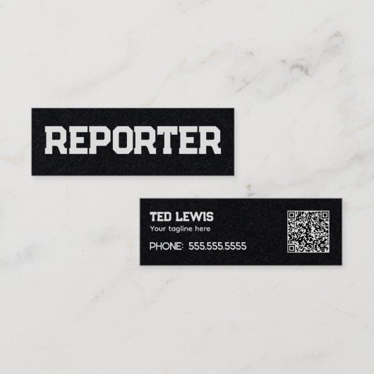Carte De Visite Mini Reporter Simple QR (Devant / Derrière)