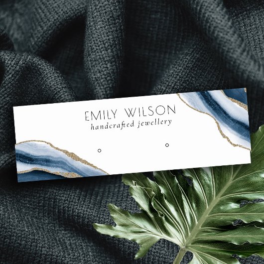 Carte De Visite Mini Résumé Agate Marine Bleu Gold Écran d'oreille