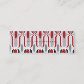 Carte De Visite Mini Retro Mod Art Déco Zig Zag Funky Motif Rouge Noir (Dos)