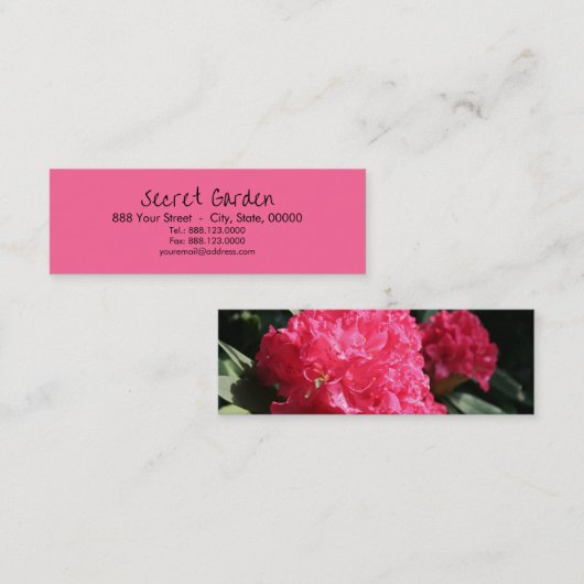 Carte De Visite Mini Rhododendron rose 2 mini-Cartes de visite (Devant / Derrière)