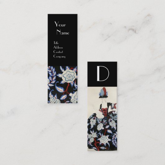 CARTE DE VISITE MINI ROBE FLORALE ÉLÉGANTE À DAMES AVEC FLEURS BLANCHES (Devant / Derrière)