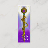 Carte De Visite Mini ROD ASCLEPIUS GUÉRISON MÉDICALE Monogramme Violet (Dos)