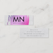 Carte De Visite Mini Rose brossé avec texture blanche et monogramme chi (Devant / Derrière)