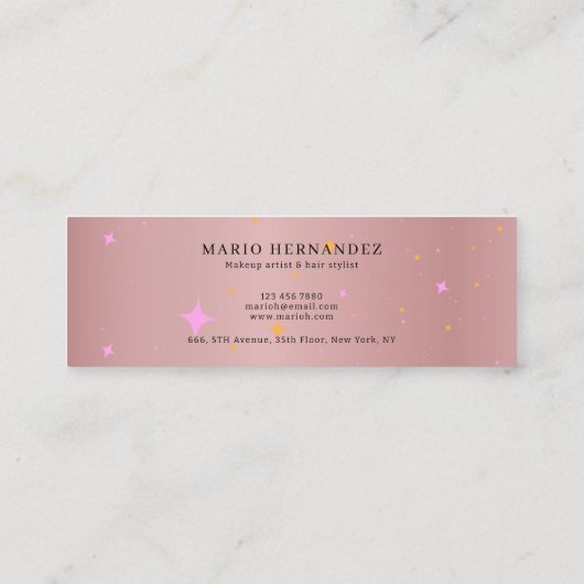 Carte De Visite Mini Rose Esthétique Gold Script Calligraphie (Dos)