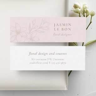 Carte De Visite Mini Rose et blanc Fleur minimaliste chic