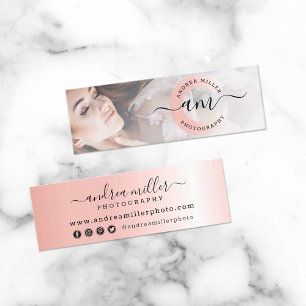 Carte De Visite Mini Rose Gold Minimalist Paint Swash Custom Logo Photo