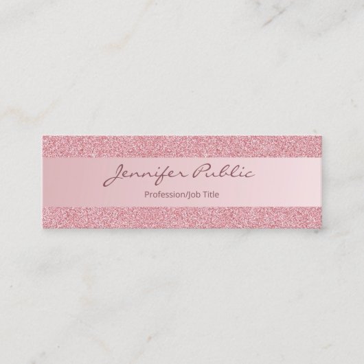 Carte De Visite Mini Rose Gold Parties scintillant Script moderne minim (Devant)