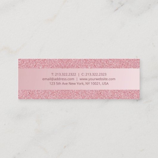 Carte De Visite Mini Rose Gold Parties scintillant Script moderne minim (Dos)