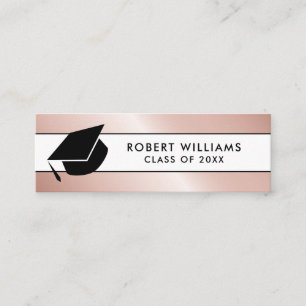 Carte De Visite Mini Rose Gold White Chic Grad Casquette Graduation Ins