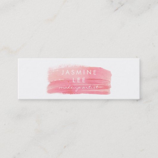 Carte De Visite Mini rose moderne chic d'aquarelle de maquilleur (Devant)